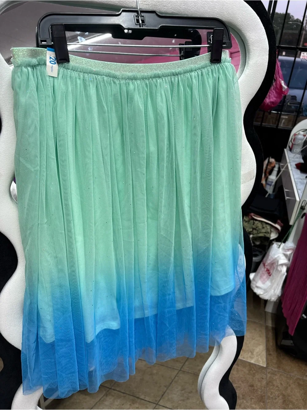 JUSTICE Mint-to-Blue Ombre Tulle Skirt